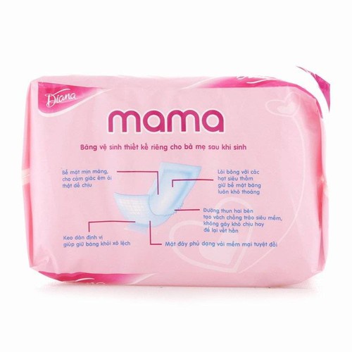 Băng Vệ Sinh Diana MAMA Cho Mẹ Sau Sinh (Không Cánh) - Băng MaMa Dùng Cho Phụ Nữ Sau Sinh [ 12 miếng ]