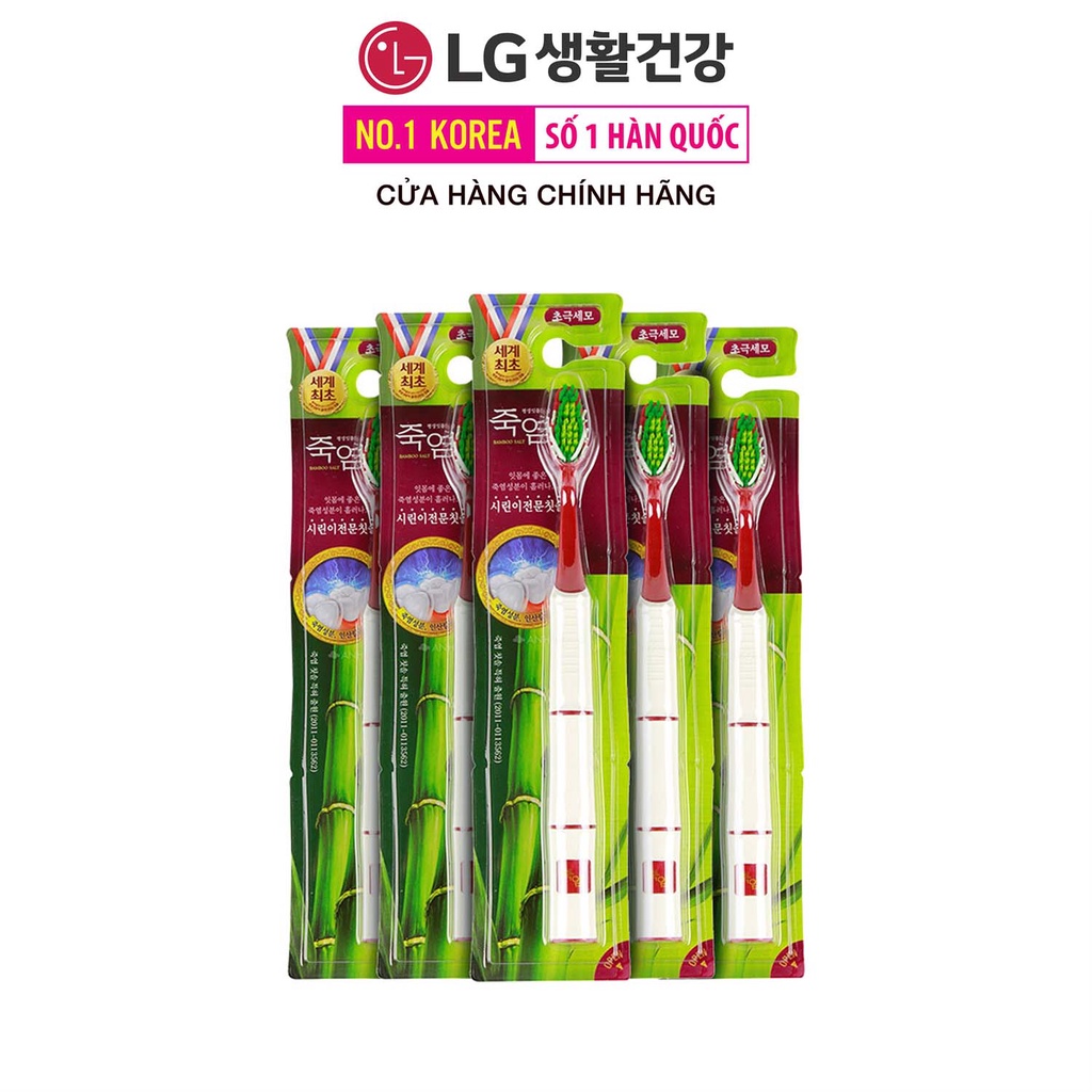 Combo 5 Bàn chải răng Bamboo Salt chứa tinh chất muối tre - Chăm sóc răng ê buốt