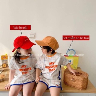 Set bộ quần áo thun cotton kẻ mùa hè cho bé trai style hàn quốc cực đẹp