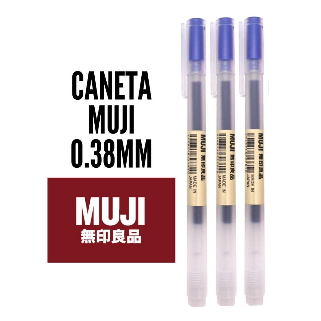 Combo 3 Bút Bi Xanh Ngòi 0.38mm Nhập Khẩu Chính Hãng Muji