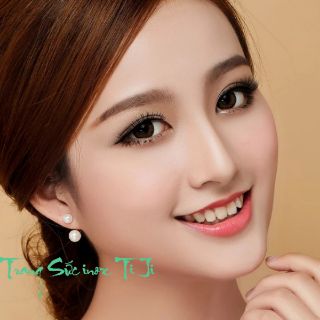 Bông tai nữ inox 2 hạt ngọc