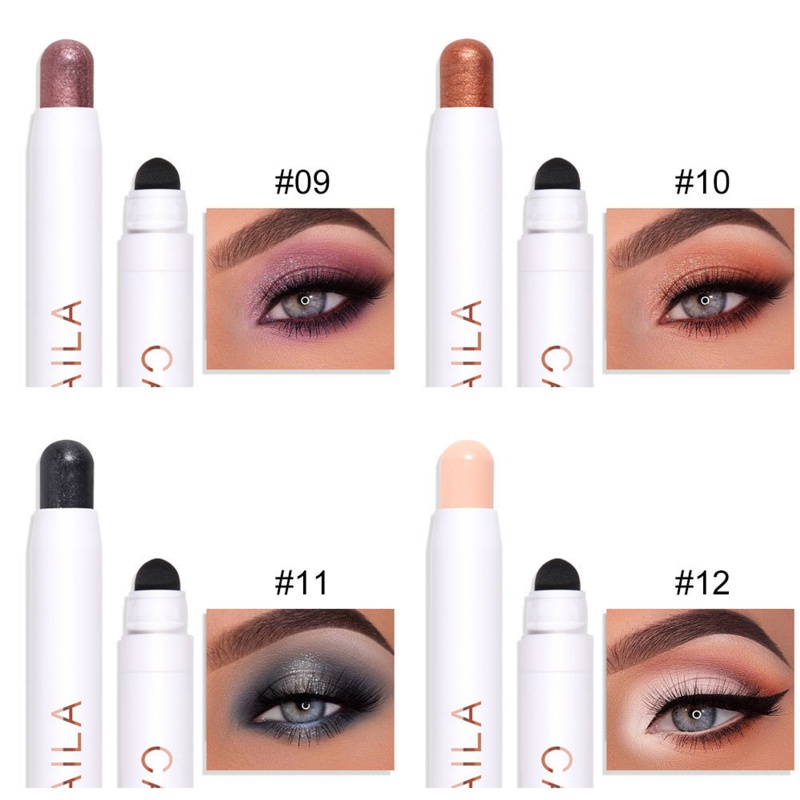 Phấn Mắt Dạng Thỏi Hai Đầu 12 Màu Sắc Tùy Chọn Chống Thấm Nước Lâu Trôi