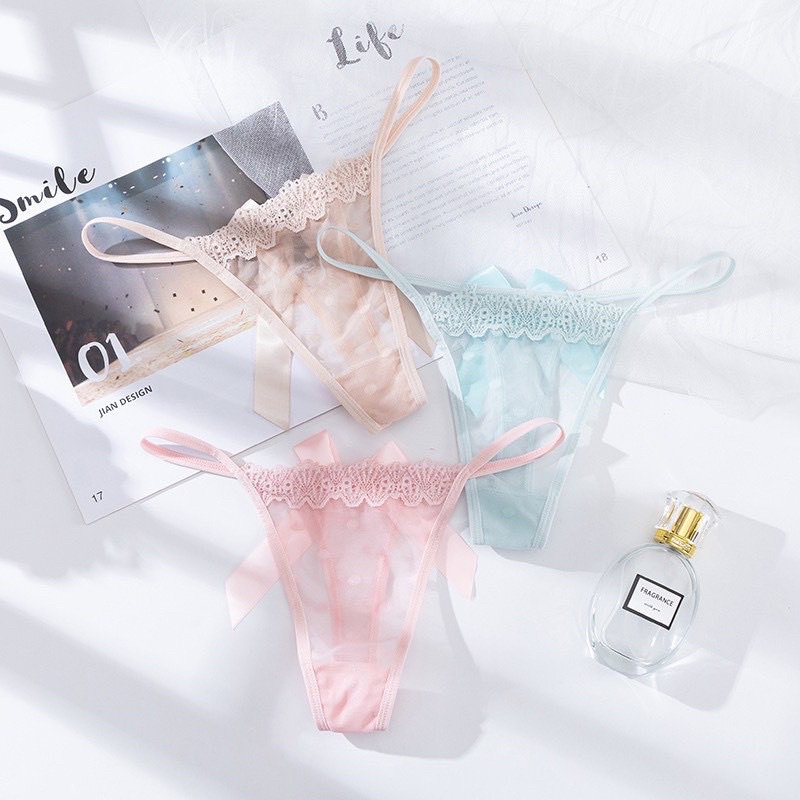 QUẦN LÓT LỌT KHE REN ĐÍNH NƠ SEXY 8065