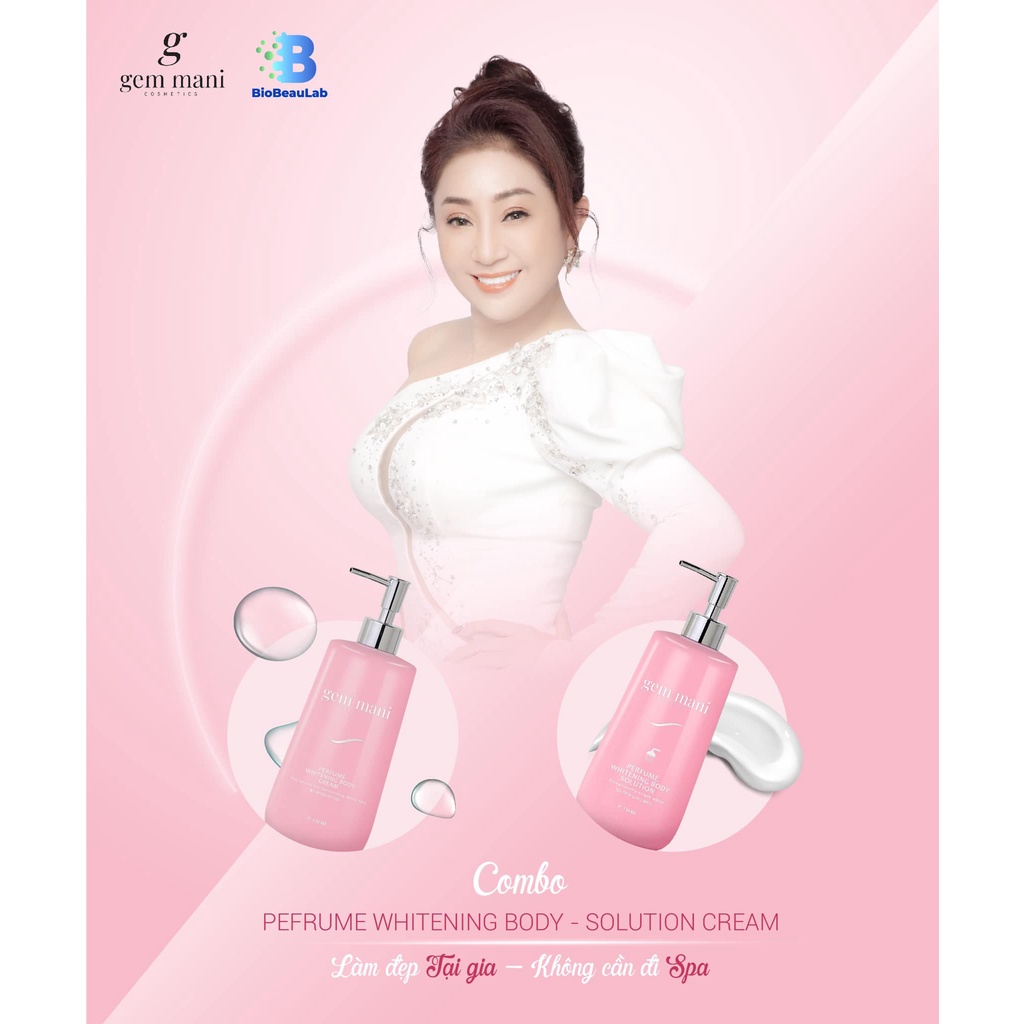 Sữa Tăm &amp; Kem Dưỡng Trắng Body GEMMANI Perfume Whitening Body Solution &amp; Body Cream ( Gem Mani )