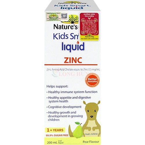 Kẽm dạng nước Nature's Way Kids Smart Liquid Zinc tăng cường sức đề kháng (200ml)