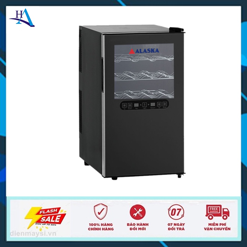 Tủ Ướp Rượu Vang Alaska JC-18T - Dung Lượng 18 Chai, Kích Thước 355x645x511mm, Màu Đen