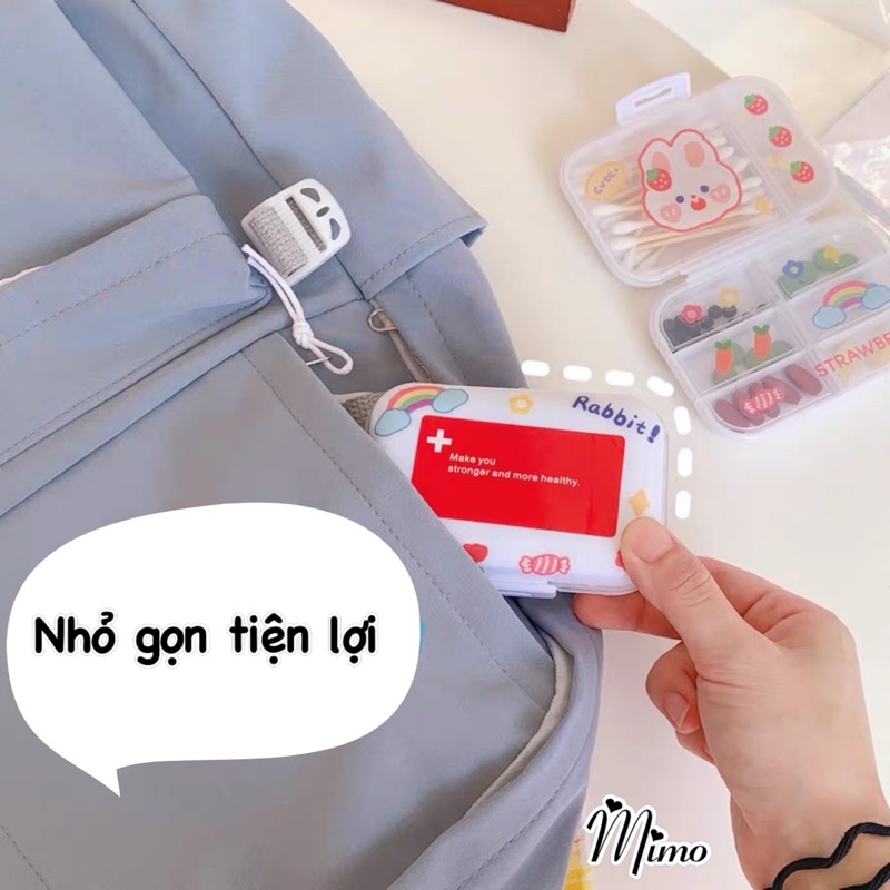 Hộp đựng mini 8 ngăn dùng để chia thuốc chống ẩm, có thể làm hộp đựng trang sức, phụ kiện nhỏ thiết kế tiện lợi