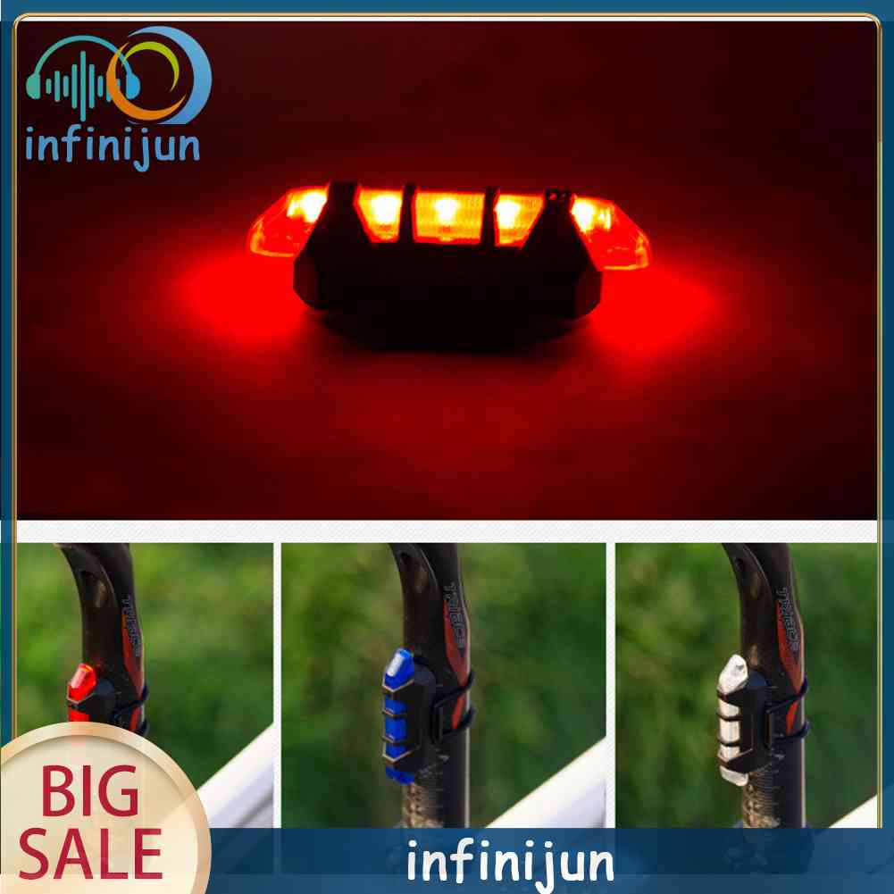 Đèn LED 5 Bóng Gắn Đuôi Xe Đạp Có Thể Sạc Lại Bằng Cổng USB