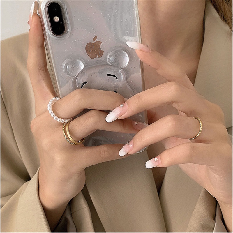 IF ME Set 4 nhẫn đính ngọc trai giả thời trang thanh lịch cho nữ