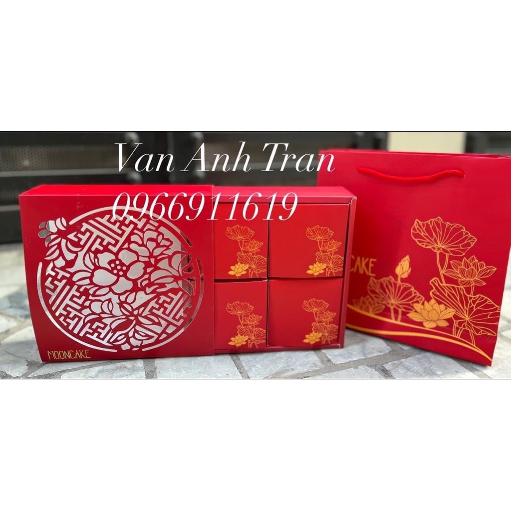 10 bộ hộp đựng bánh trung thu laser kèm túi xách đồng bộ