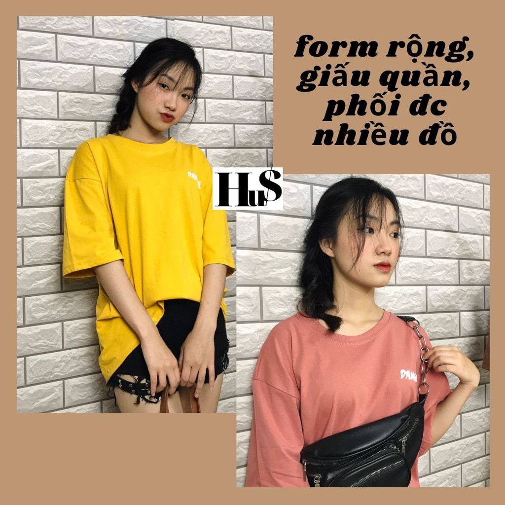 Áo phông tay lỡ nữ freesize form rộng giáu quần hình con vịt sau lưng sang chảnh