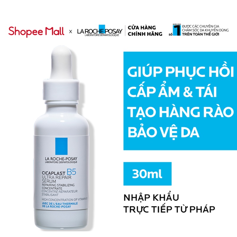 Dưỡng chất giúp dưỡng da, làm mềm, mượt và ẩm da, hỗ trợ bảo vệ da La Roche-Posay Cicaplast B5 Ultra Repair 30ml