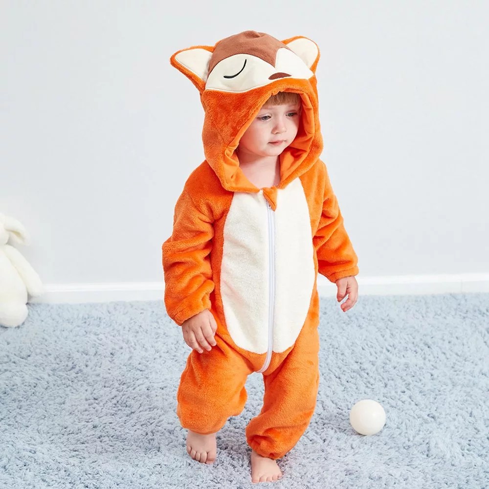 Bộ đồ ngủ pijama hình chú cáo hoạt hình cho bé 0-36 tháng tiện lợi