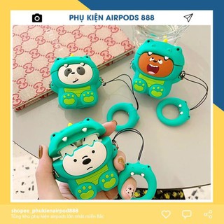 [Ảnh Thật - Tặng Kèm Móc Treo] Case Vỏ Bao Airpods Đựng Tai Nghe Airpod 1 2 Ba Anh Em Gấu We Bare Bear Siêu Dễ Thương