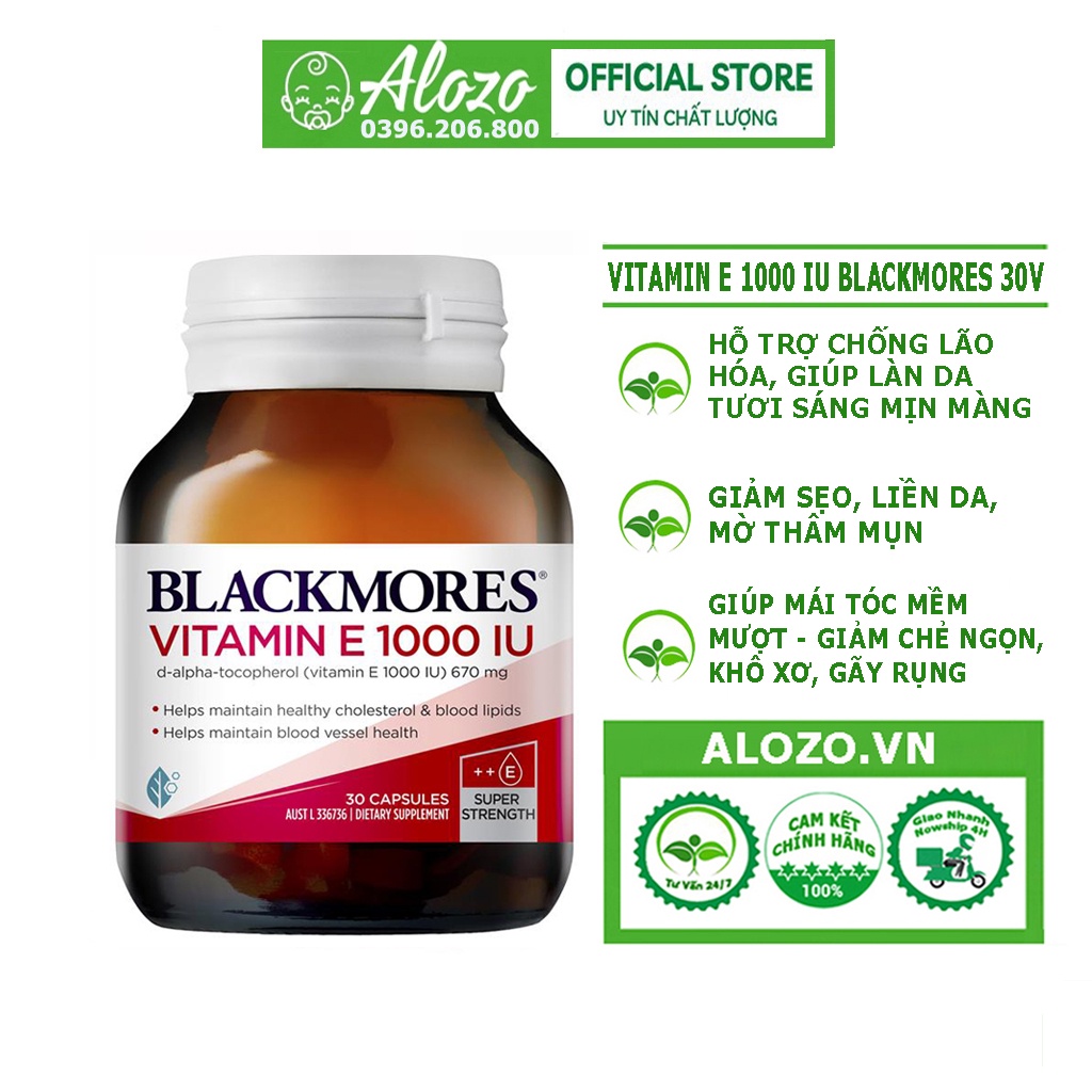 Vitamin E Blackmores Natural 1000IU Của Úc hỗ trợ đẹp da, chống lão hóa, 30 viên