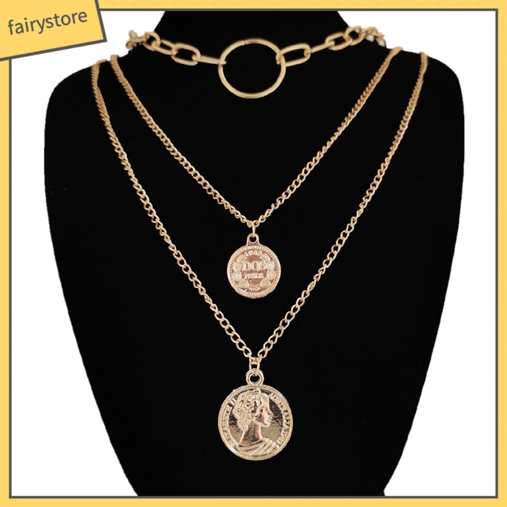 Dây chuyền hợp kim 3 vòng mặt hình tròn đẹp mắt