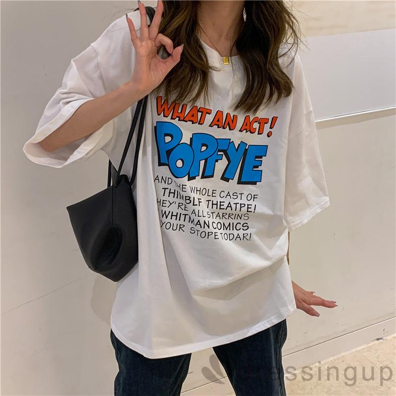 Áo Thun Nữ Tay Ngắn Dáng Rộng In Chữ Cá Tính