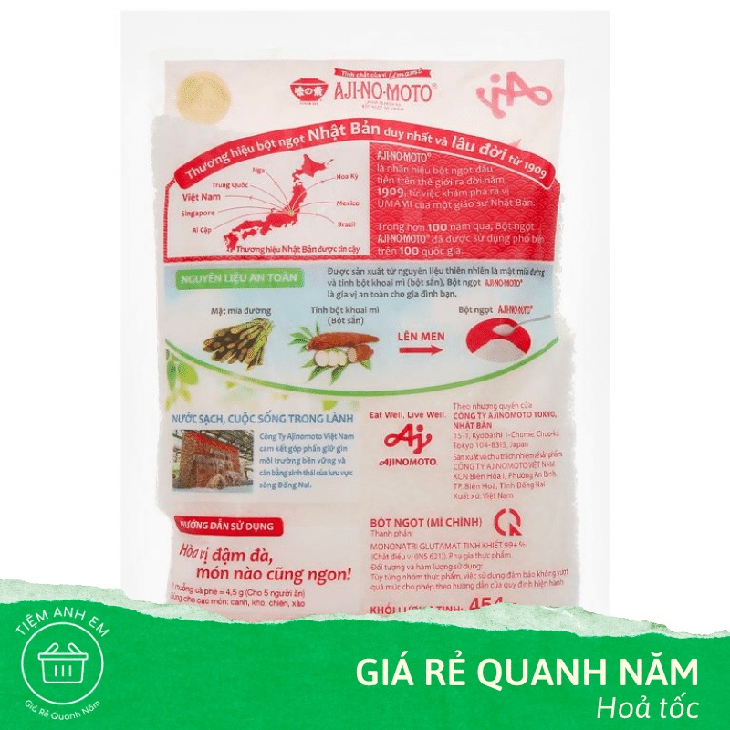 Bột ngọt hạt lớn Ajinomoto gói 400g, 454g, 1Kg