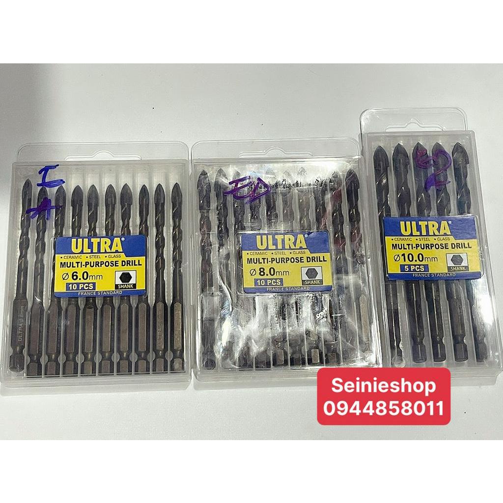 Mũi khoan đa năng ULTRA PHÁP 4 cạnh chân lục giác , khoan kính, thủy tinh,khoan gạch men