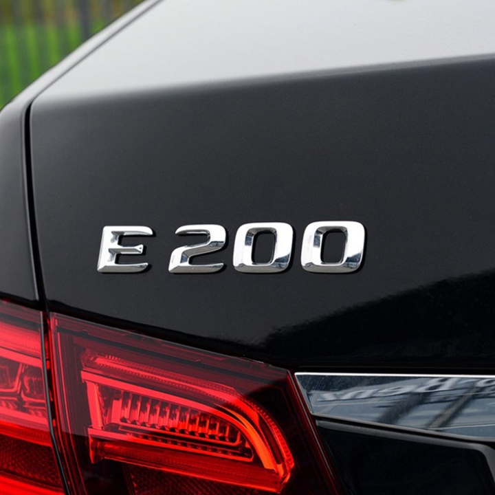 Tem, decal chữ Inox dán đuôi xe ô tô Mercedess E200 và E300