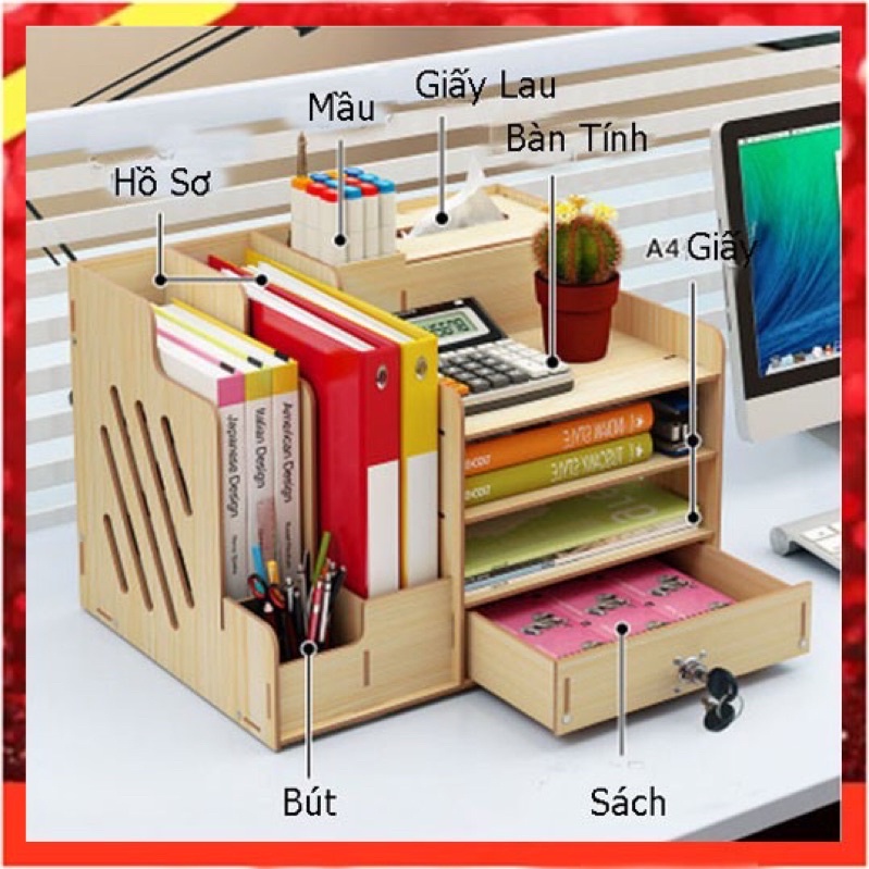 KỆ GIÁ GỖ LẮP GHÉP CÓ KHÓA ĐỂ TÀI LIỆU SÁCH