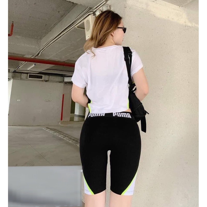 Set Thể Thao Nữ PM Quần Lỡ Biker Áo Croptop Form Rộng Siêu Kute