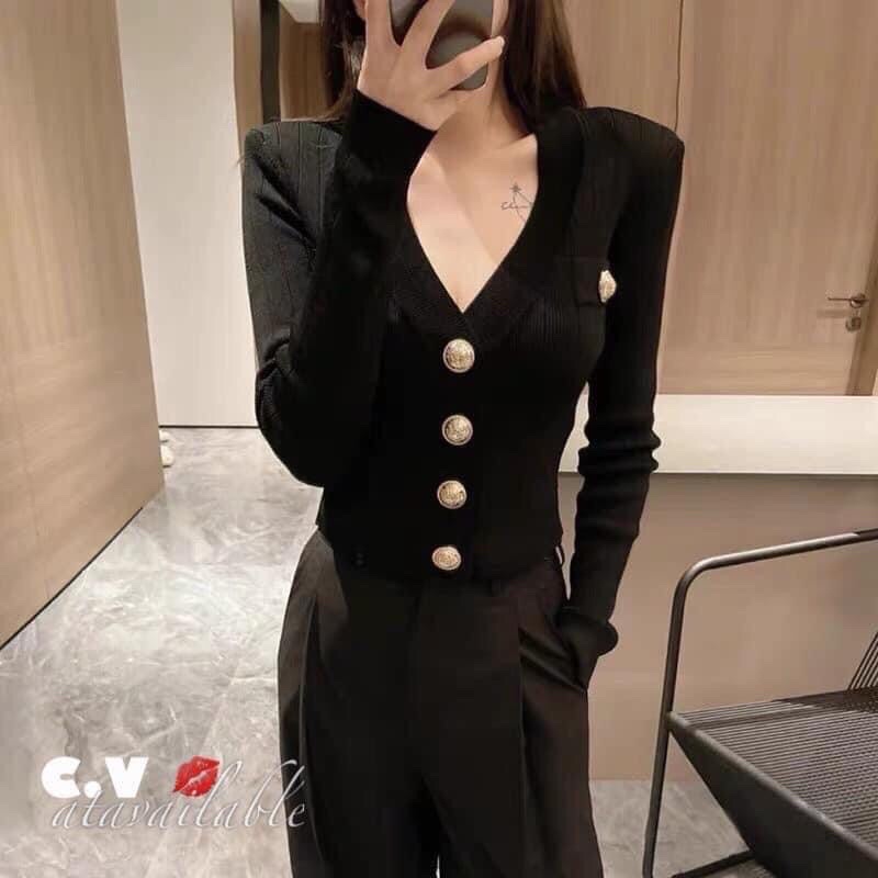 Áo len cadigan khuy vàng RA-EL