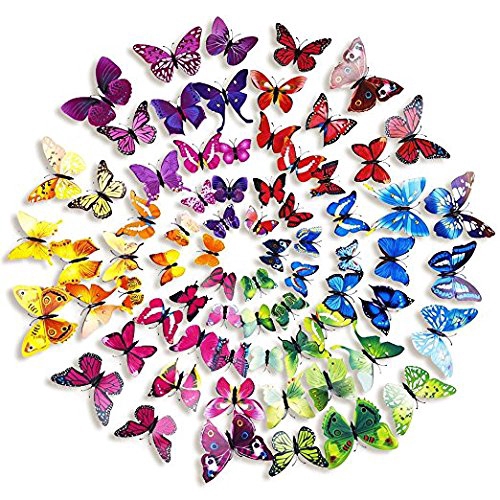 Set 12 miếng dán tường trang trí hình bươm bướm 3D nhiều màu sắc nghệ thuật