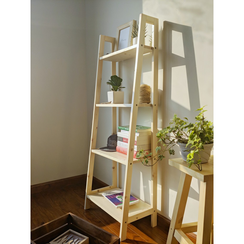 KỆ GỖ ĐỂ ĐỒ ĐA NĂNG 4 TẦNG/ GIÁ SÁCH DECOR PHÒNG KHÁCH - ĐỒ GỖ NỘI THẤT FEGO