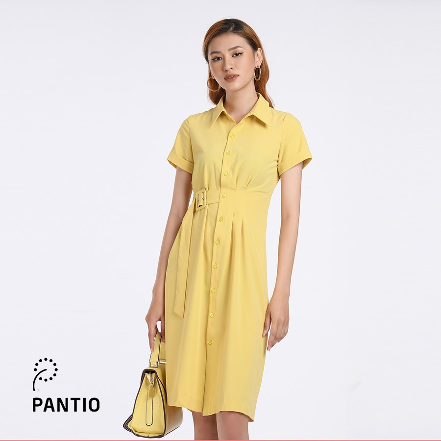 FDC52538 - Đầm công sở ngắn tay cổ sơ mi thời trang - PANTIO