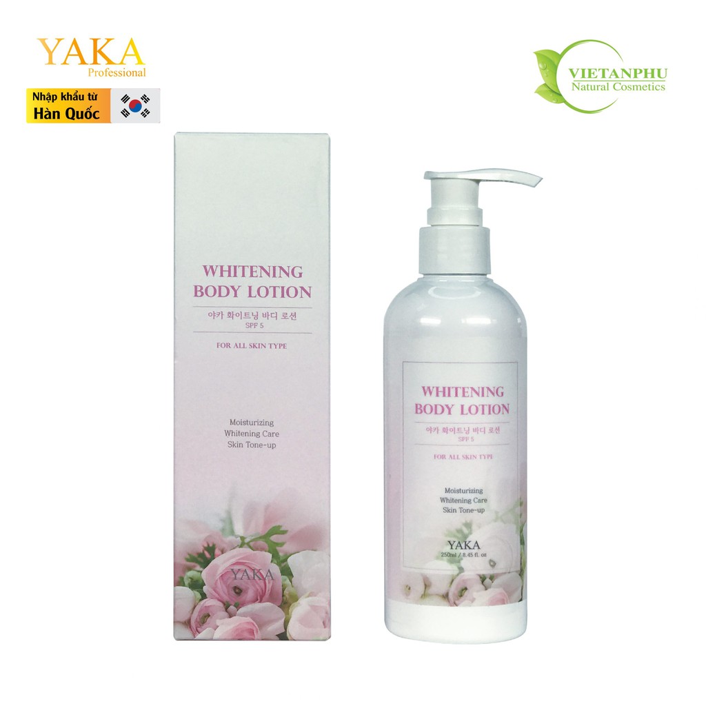 Sữa dưỡng thể dưỡng trắng da tức thì 250ml YAKA Hàn Quốc WHITENING BODY LOTION