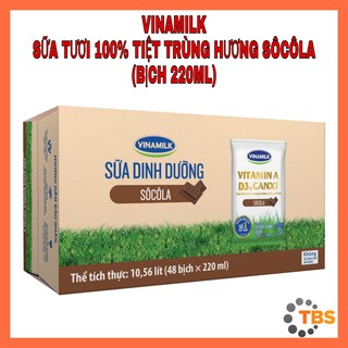 [VINAMILK-SỮA TƯƠI VỊ SÔCÔLA] SỮA TƯƠI VINAMILK 100% TIỆT TRÙNG VỊ SÔCÔLA, BỊCH 220ML