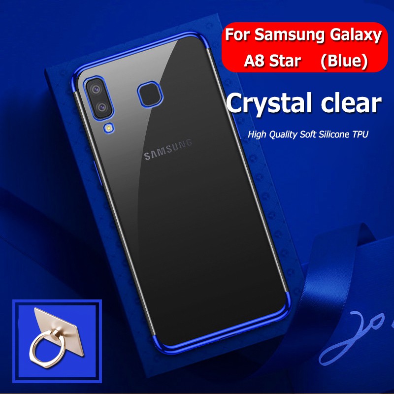 For Samasung Galaxy A8 Star Soft TPU Transparent Clear Electroplate Phone Cover