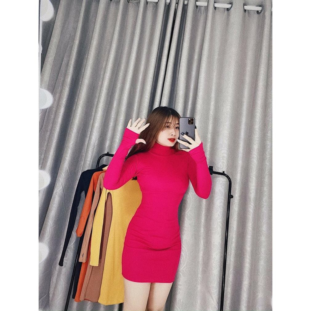 Đầm body cổ lọ tay dài siêu hot cực hot hit chất thun thái dày dặn xinh xắnnn 👗 *