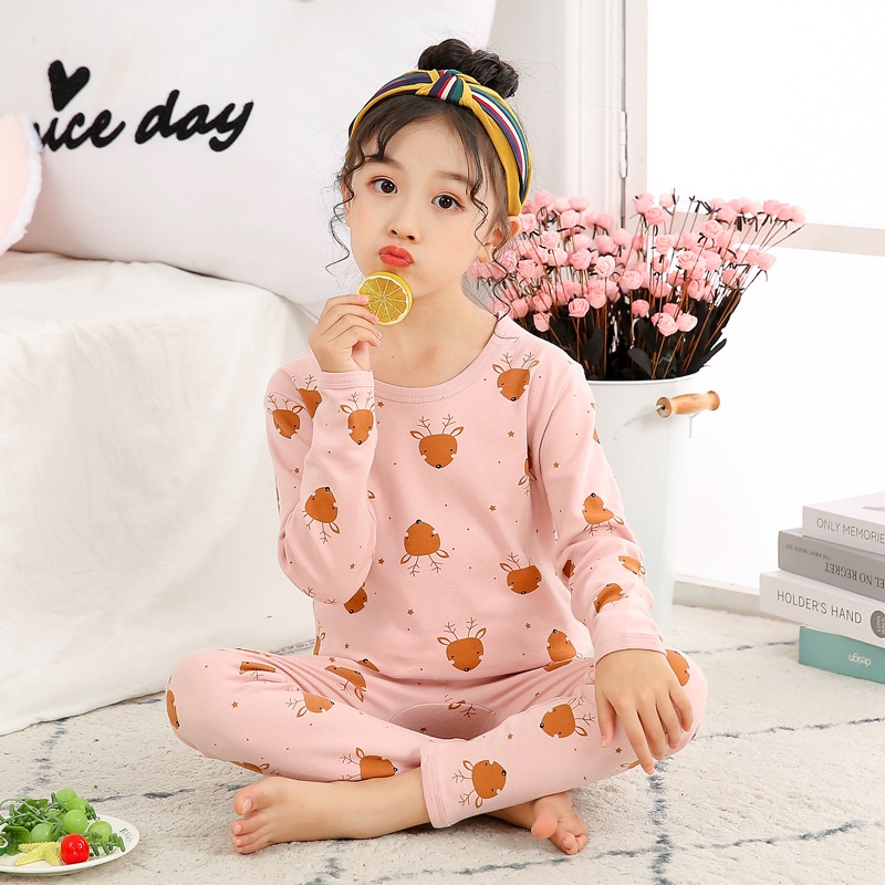Bộ quần áo tay dài 90-160CM chất liệu cotton giữ nhiệt thời trang thu đông dành cho bé