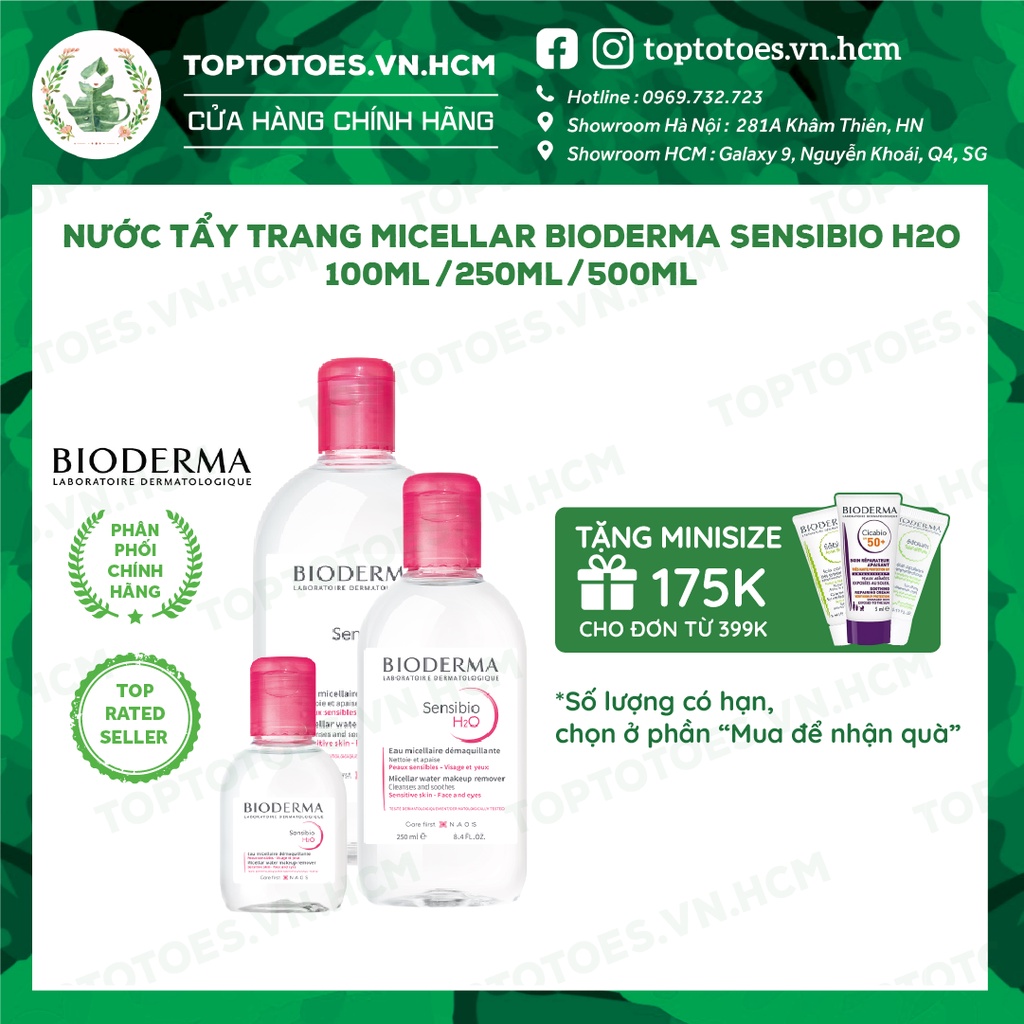 Nước tẩy trang Bioderma hồng Micellar Sensibio H2O cho da nhạy cảm 100ml/ 250ml/ 500ml [NHẬP KHẨU CHÍNH HÃNG 100%]