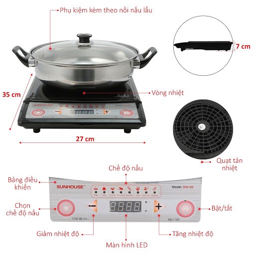 Bếp từ cơ SUNHOUSE SHD6150 ( Kèm nồi lẩu )