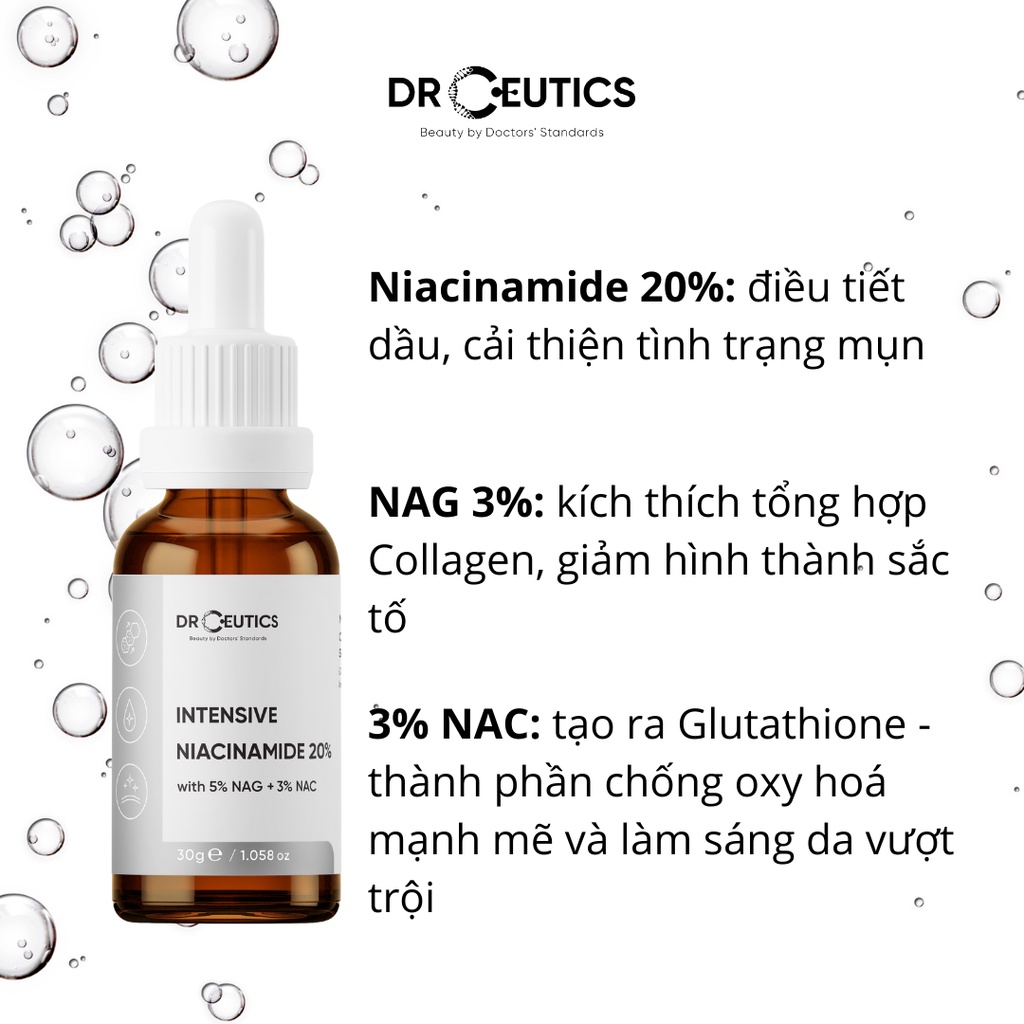 Serum B3 Niacinamide DrCeutics Giảm Thâm Sáng Da Kiềm Dầu se khít lỗ chân lông - Thi Vũ