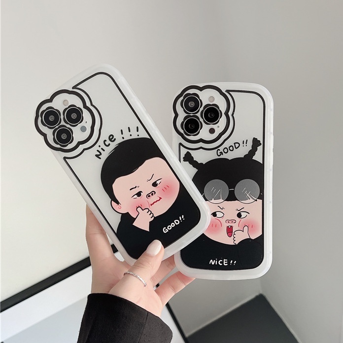 Ốp Điện Thoại Silicon TPU Mềm Trong Suốt Hình Cặp Đôi Cho iPhone 12 13 11 Pro 7 8 Plus X XS XR Max