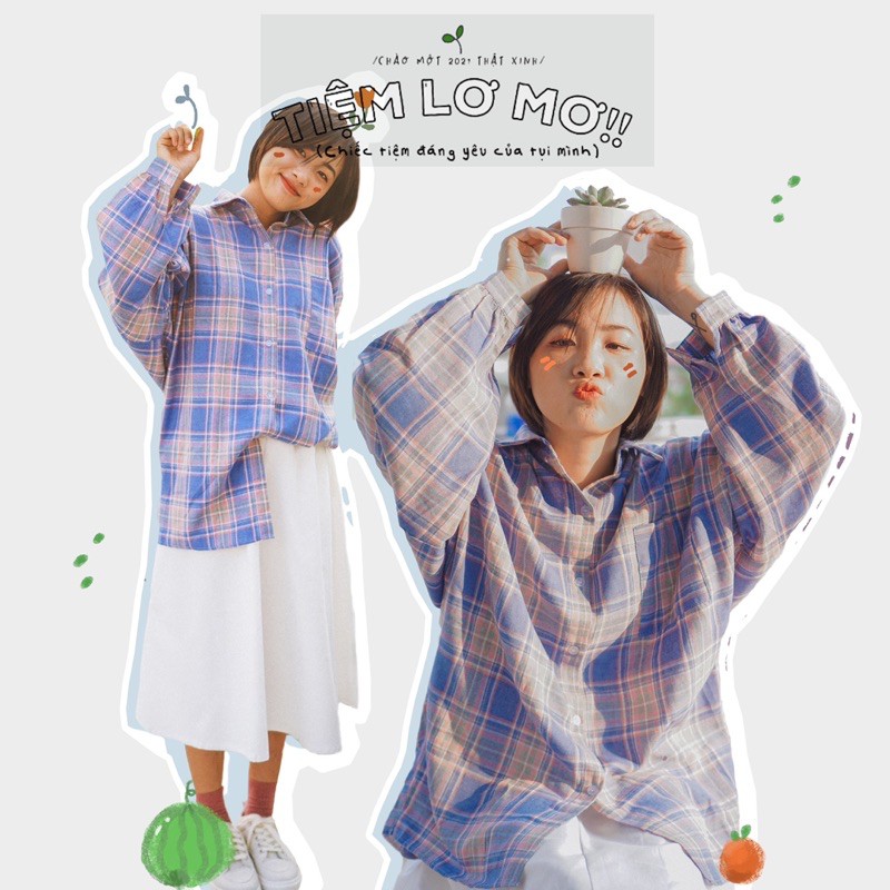 Áo sơmi caro oversize