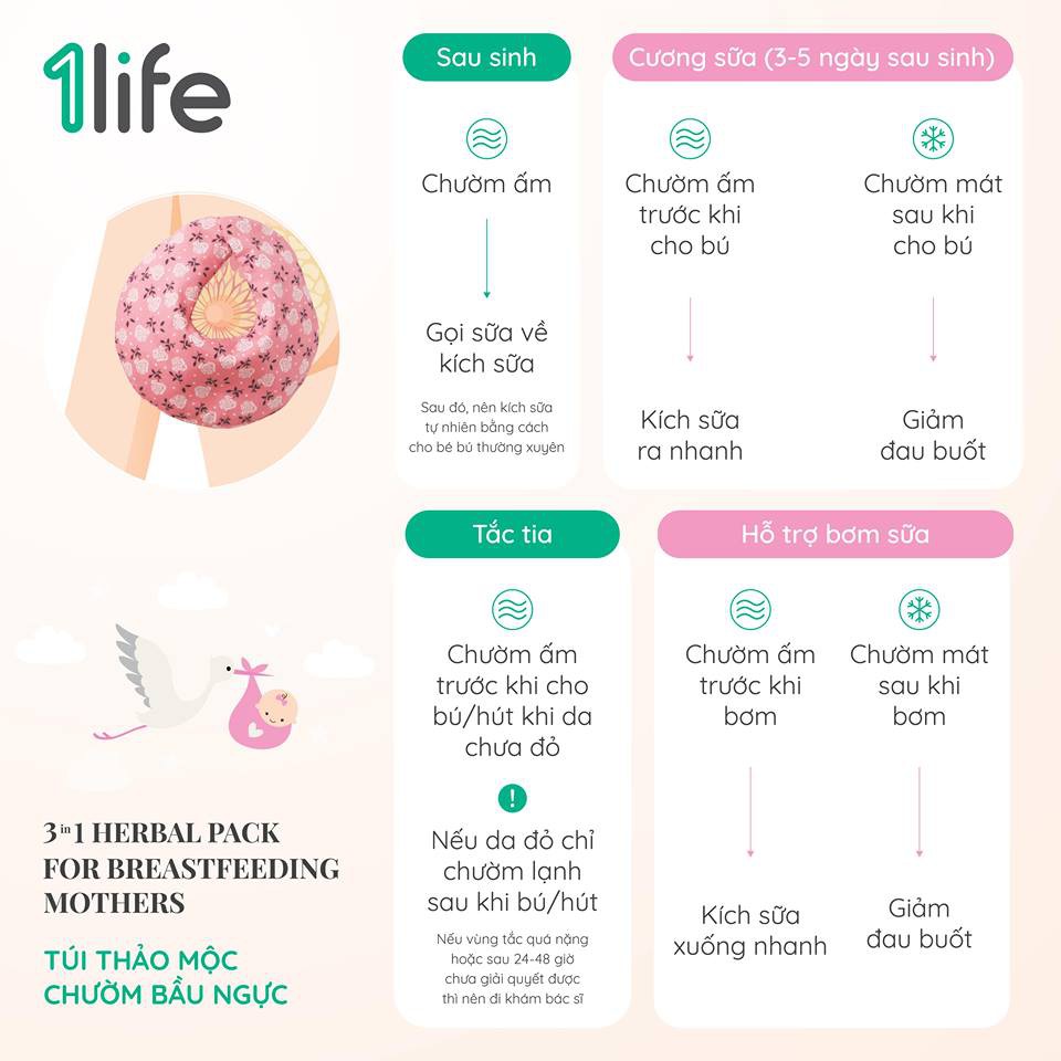 Túi Chườm Bầu Ngực Thông Tia Sữa, Kích Sữa, Giảm Đau Ti 1LIFE