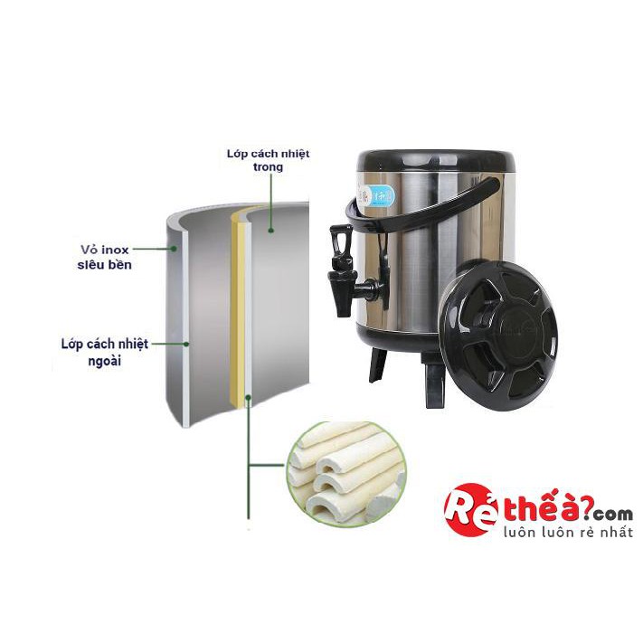  Bình ủ trà giữ nhiệt inox 8L - Cách Nhiệt 3 Lớp