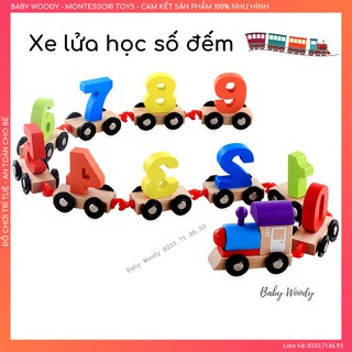 Xe lửa gỗ số học [FREESHIP] Đồ chơi gỗ học số đếm cho bé