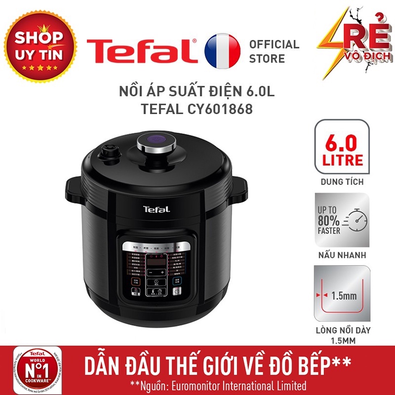 KHÔNG PHẢI CHÍNH HÃNG HOÀN TIỀN X2 - Nồi áp suất điện Tefal Home Chef 6.0L CY601868