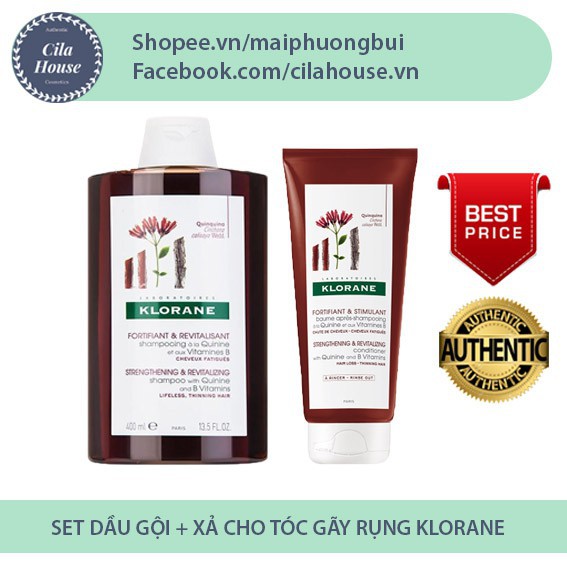 Siêu rẻ -  Set dầu gội và dầu xả Klorane cho tóc rụng, tóc mỏng 200ml - Cila House - chính hãng