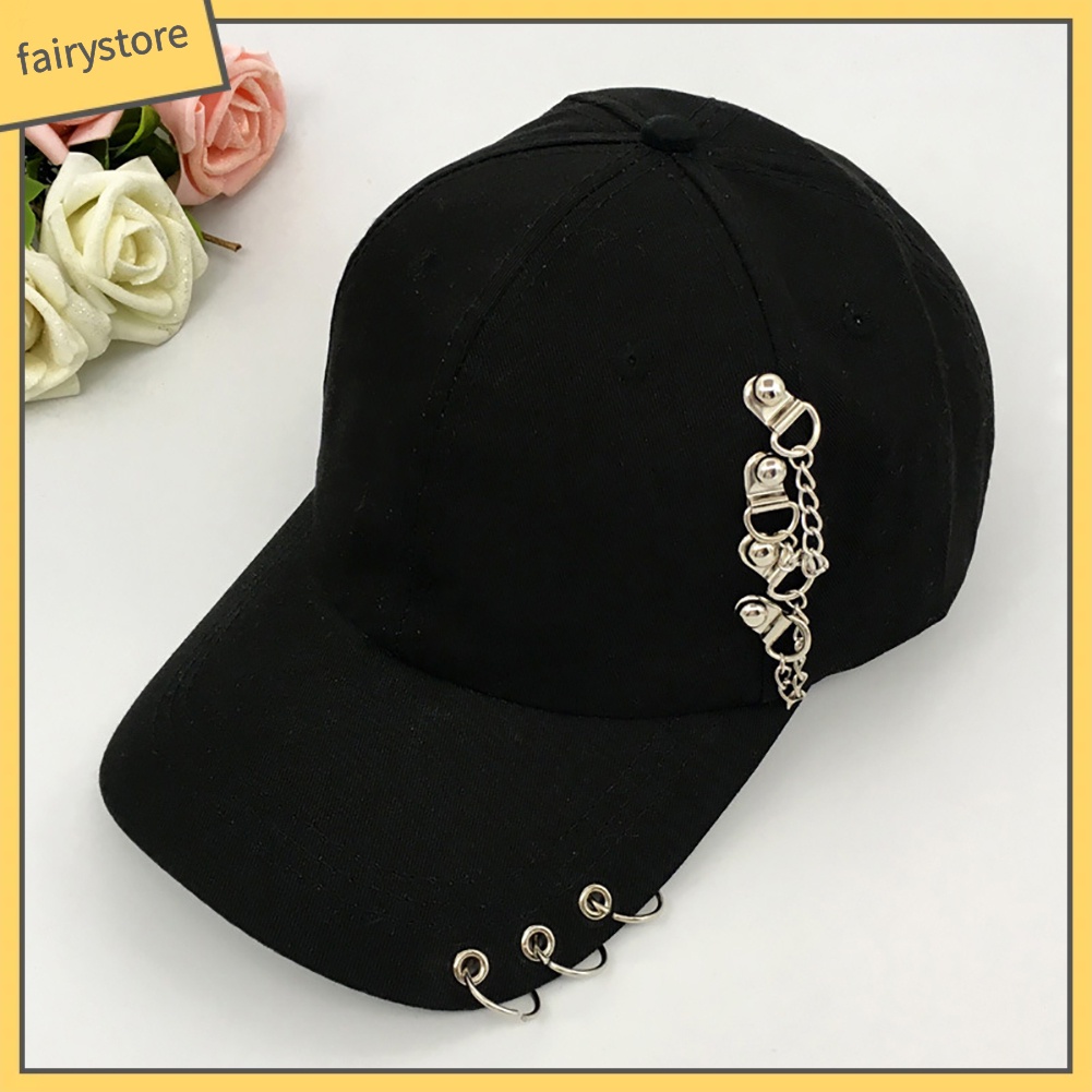 Mũ lưỡi trai phối khuyên kim loại cá tính tùy chọn màu sắc dành cho nữ