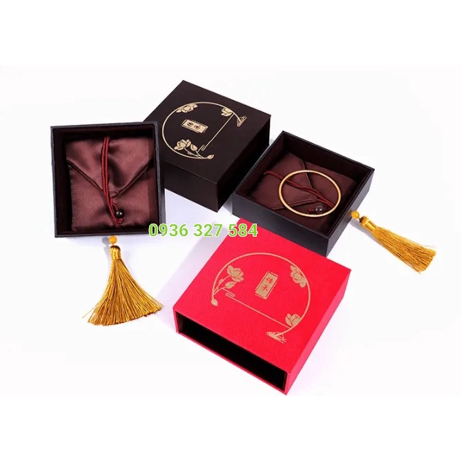 Hộp Thư Pháp Đựng Vòng Tay, Trang Sức Cao Cấp Kèm Túi Lụa - KHĐQ