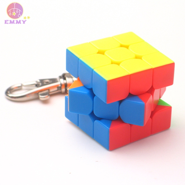 Móc treo chìa khóa hình khối rubik 3x3 mini 3cm kèm móc treo sợi xích độc đáo thời trang