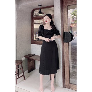 Đầm ngắn tay cổ vuông nơ ngực - 20Again DDA0711