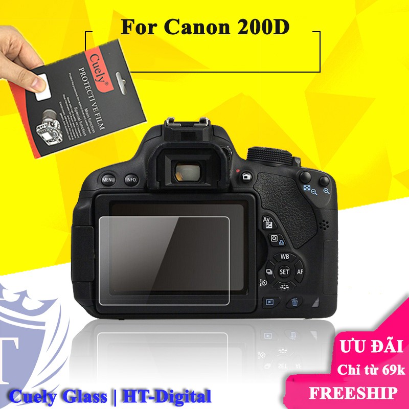 Miếng dán màn hình cường lực cho máy ảnh Canon 200D